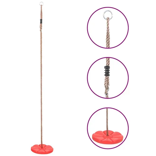 vidaXL Tellerschaukel 200 cm Rot - Robuste Tellerschaukel für Kinder, fördert Gleichgewicht und Koordination. Höhenverstellbar und einfach zu montieren, ideal für den Außenbereich.