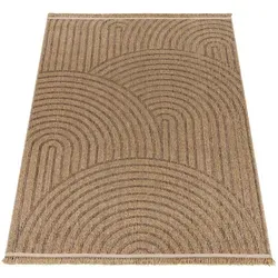 Paco Home Teppich Cologne 492, rechteckig, Outdoor geeignet - Flachgewebe-Teppich in neutralem Beige oder Anthrazit, strapazierfähig und pflegeleicht – ideal für Terrasse, Balkon oder Küche.