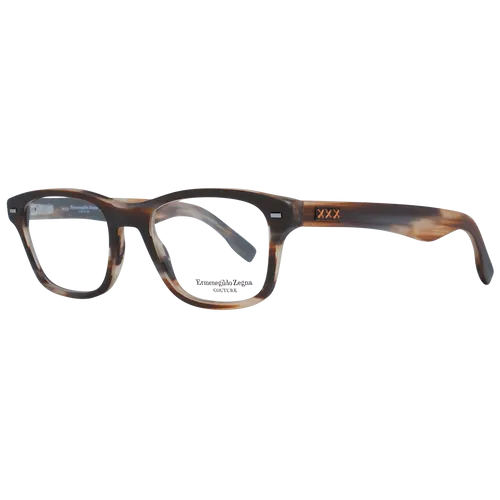 Zegna Couture ZC5013 Optische Fassung für Männer - Stilvolle trapezförmige Brille in Braun, gefertigt aus robustem Kunststoff. Mit praktischen Federscharnieren für zusätzlichen Komfort. Ideal für modebewusste Männer.