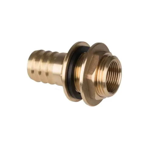 Tankdurchführung Regentonnen Messing mit 25mm Schlauchtülle - Hochwertige Messing-Tankdurchführung für Regentonnen, ideal für eine langlebige Verbindung. Perfekt geeignet für Fässer und IBC Container.