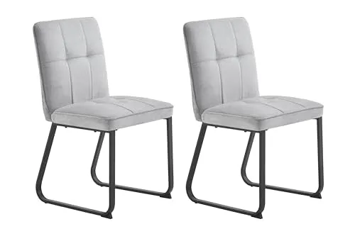 Esszimmerstuhl 2er-Set Talea, grau - Stühle - Kufenstühle mit bequemer Polsterung und robustem Kufengestell aus Metall für hohen Sitzkomfort und Langlebigkeit.