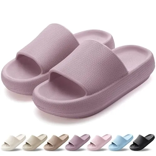 HEOAARG Badelatschen Herren Damen Rutschfest Badeschlappen Wolke Weich Schlappen Slippers Sommer Pantoletten Badesandalen Cozislides Flip Flops Innen/Außen，Rotbraun，40-41 EU