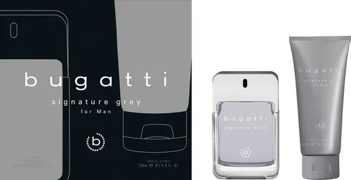 bugatti Eau de Toilette BUGATTI Signature Grey for him 100ml + 200ml Duschgel, 2-tlg. Herrenduft-Set - Elegantes Herrenduft-Set mit holziger Note, ideal für jede Gelegenheit. Mit dem Bugatti Eau de Toilette und passendem Duschgel bist du stets stilvoll und selbstbewusst ausgestattet.