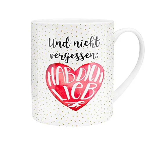 GRUSS & CO Die Geschenkewelt 45759 XL Tee, lieb, Porzellan, 60 cl, mit Geschenk-Banderole, Rot Tasse, Mehrfabrig