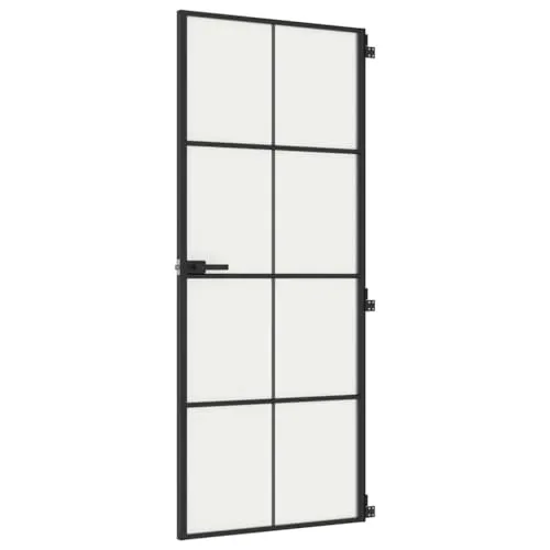 vidaXL Innentür Schwarz 83x201,5 cm - Moderne Innentür aus robustem Hartglas und Aluminiumrahmen, bietet Sichtschutz und ist ideal für stilvolle Übergänge zwischen Räumen.