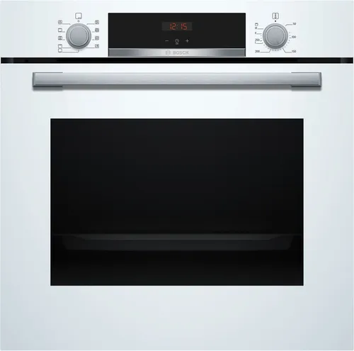 Bosch HBA534BW3 Einbaubackofen - Backofen mit 71 L, 3D-Heißluft und Hydrolyse für gleichmäßiges Garen. Ideal für mehrere Gerichte gleichzeitig und energiesparendes Kochen. Mit Kindersicherung für zusätzliche Sicherheit.