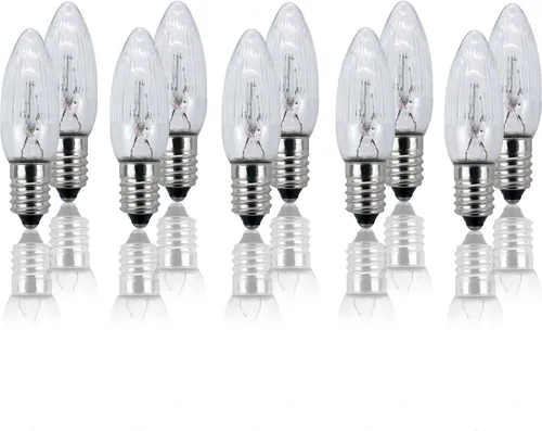 Ersatzkerzen 8V 1,5W, 10Stk E10, für 30 Brennstellen innen & außen 950007