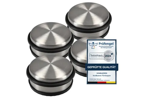 VonBueren Türstopper 4er Set 1,2 kg Boden schwer ca. 10,5 x 5 cm Tür Stopper Edelstahl