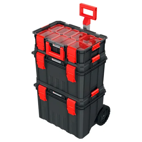 Werkzeugkiste MODULAR SOLUTION - Mobile Werkstatt auf Rädern - Werkzeugkoffer mit herausnehmbaren Fächern und robustem Design, ideal für Profis und Heimwerker. Mobiles System mit Teleskopgriff und Elastomerrädern für einfachen Transport.