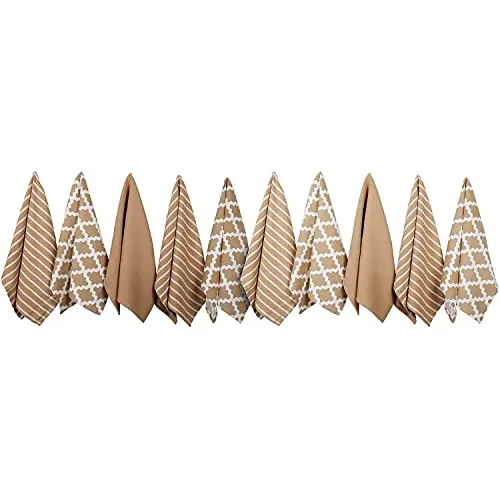 Penguin Home Premium Geschirrtuch für die Küche aus 100% Reiner Baumwolle, 10er-Set Küchentücher, weiches und strapazierfähiges Küchentuch-Set, maschinenwaschbar, 65 x 45 cm, Farbe – Beige