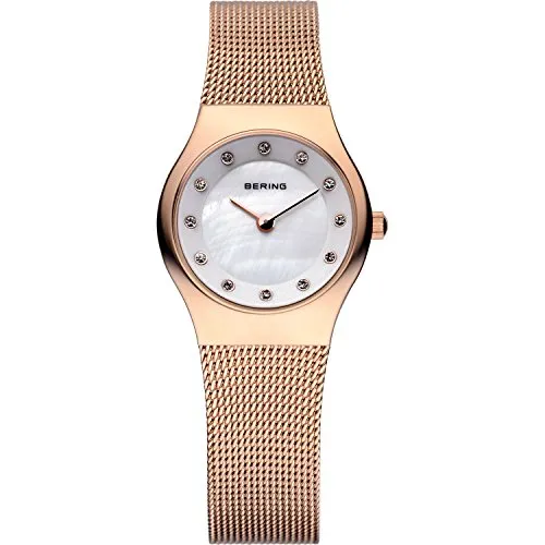Bering Quarzuhr 11923-366 - Elegante Armbanduhr mit ultra dünnem Design, Roségold-Meshband und funkelnden Swarovski-Elementen. 5 ATM wasserdicht und ideal für stilbewusste Frauen.