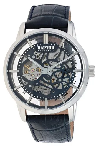 Raptor Quarzuhr RA20408 Skelett-Herrenuhr, Automatik, Echtleder, 5 ATM