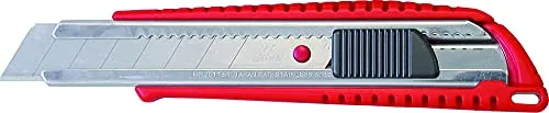 NT Cutter Cuttermesser L-300 RP rot (Cutter-Messer mit Drucktaste, 18 mm Abbrechklinge, Auto-Lock Mechanismus + Abbrechhilfe) 489537
