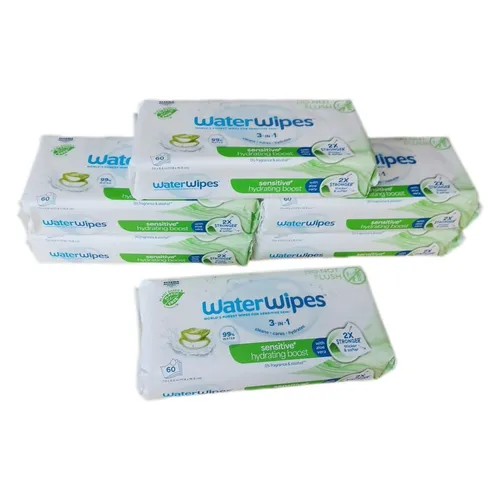 WaterWipes Sensitive+ Hydrating Boost Wipes, Feuchtigkeitsspendende Tücher, 360