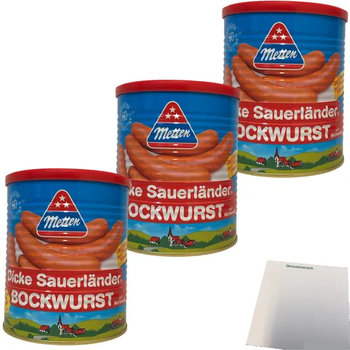 Metten Dicke Sauerländer Bockwurst 5x80g 3er Pack 3x400g Dose + usy Block