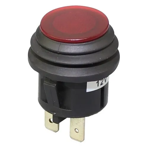 Wasserdichte Kfz-Druckschalter 12V 20A, mit roter LED, Snap-in 20 mm, EIN/AUS