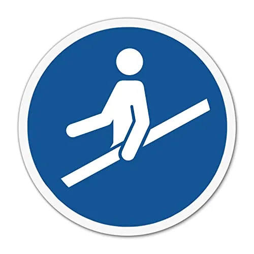 Aufkleber Handlauf benutzen Ø 10 cm ISO 7010 M012 Gebotszeichensticker - hin746