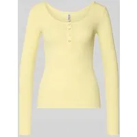 Pieces Slim Fit Langarmshirt aus Baumwoll-Mix Modell 'KITTE' in Hellgelb, Größe XS