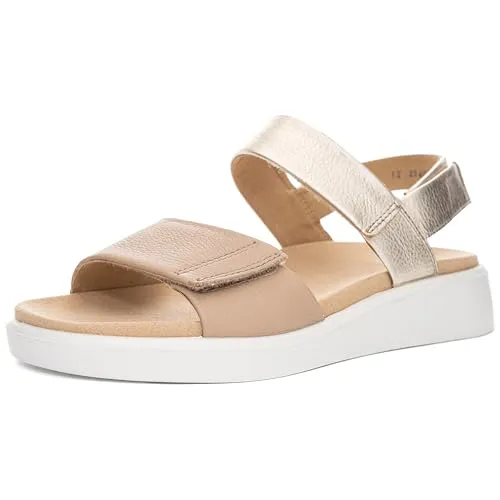Ara Leder Keilsandalette beige 39 EU - Wanderschuhe mit 3 cm Keilabsatz, ideal für bequeme Sommerausflüge, aus hochwertigem Leder und mit praktischem Klettverschluss.