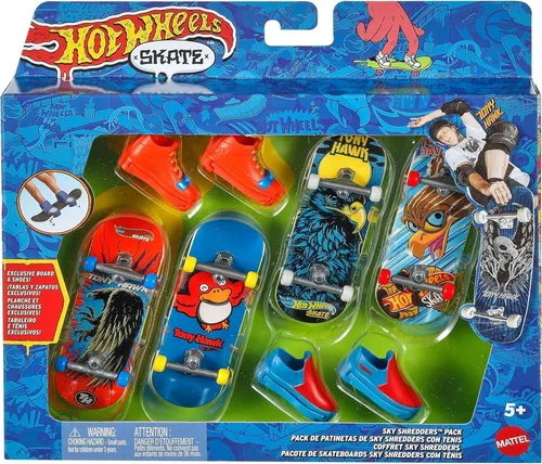 Hot Wheels Skate Tony Hawk Griffbrett Boards 4er Pack + Skaterschuhe exklusiv 5+