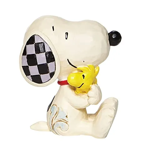 Enesco Peanuts by Jim Shore Snoopy Hugging Woodstock Miniaturfigur, 6,3 cm, Mehrfarbig