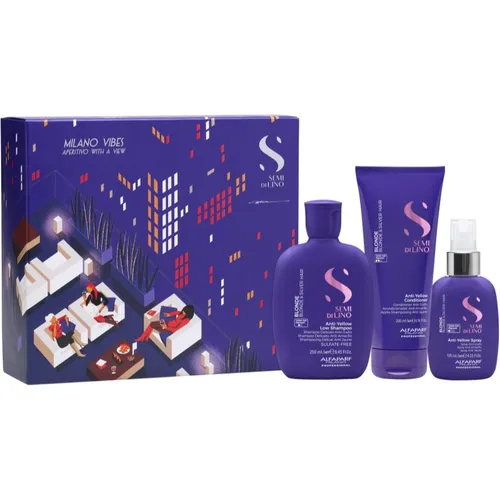 Alfaparf Milano Semi di Lino Blonde Holiday Kit Geschenkset für blondes und meliertes Haar 3 St.