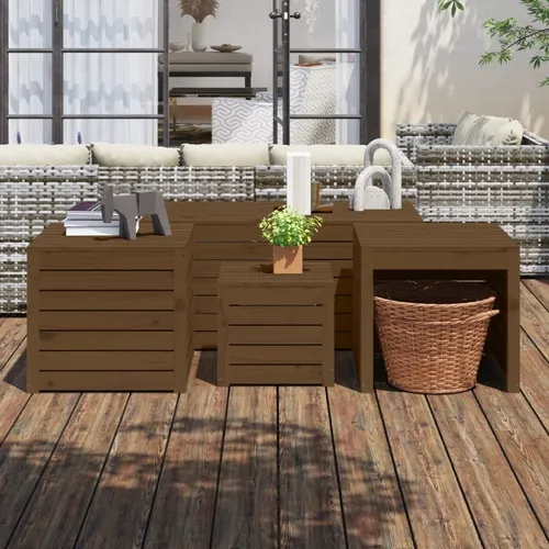 vidaXL 4-teiliges Gartenbox Set aus Kiefernholz – Stauraum für Gartenmöbel