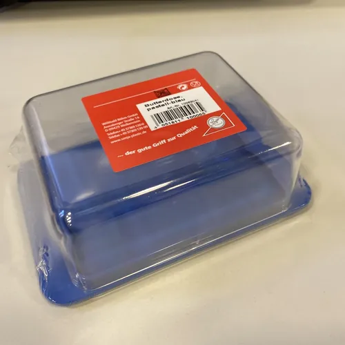 Butterdose blau für Butter 250g Stück für Kühlschrank 14cm lang 9cm breit