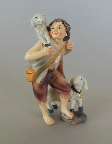 Hirte mit Schaf und Lamm für Krippenfiguren Größe 11 cm Schafhirte Nr. 13