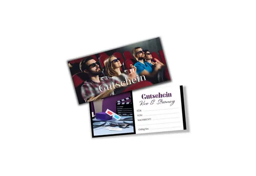 itenga Einladungskarten itenga Geschenkgutschein Fotodesign - Motiv KINO Postkarte zum Ausfüll