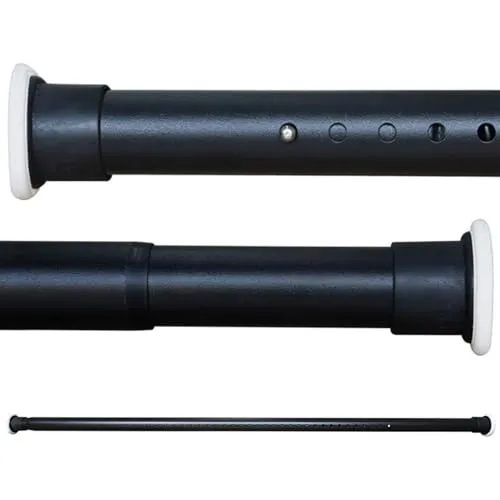 Duschvorhangstange, ausziehbar, ohne Bohren, 360 – 410 cm, Karbonstahl, Schwarz, Gardinenstange, Kleidung, Teleskopstange, Spannstange, für Badezimmer, Fenster, Küche, Schrank