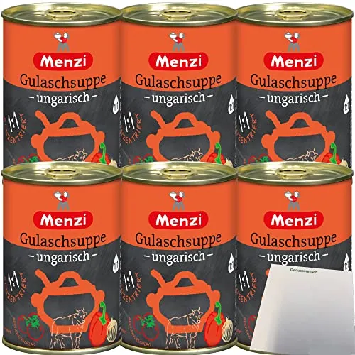 Menzi ungarische Gulaschsuppe Konzentrat 1zu1 6er Pack (6x400ml Dose) + usy Block