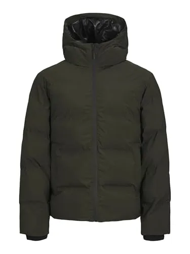 Jack & Jones Herren Jacke grün, L 754663-0003-09940 - Herren Pufferjacke in modernem Design, winddicht und warm dank Kunstfaser-Daunenwattierung. Ideal für kalte Tage mit praktischen Eingrifftaschen und hochschließender Kapuze.