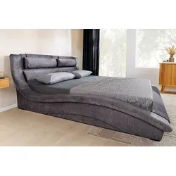 Riess-Ambiente Bett SWING 160x200cm grau Samt - Elegantes geschwungenes Doppelbett mit hochwertigem Samtbezug, abnehmbaren und waschbaren Kissenbezügen für höchsten Komfort und einladendes Design.
