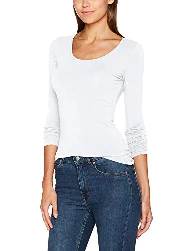 ONLY Damen Onllive Love Life L/S Oneck Top Noos JRS T Shirt, Weiß, L EU