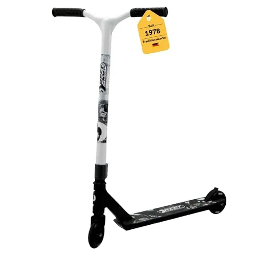Best Sporting 30420 Stunt-Scooter schwarz-weiß - Robuster Stunt-Scooter aus leichtem Aluminium mit 360°-Lenkung und rutschfesten TPR Handgriffen. Ideal für coole Tricks und maximalen Fahrspaß bis 100 kg!