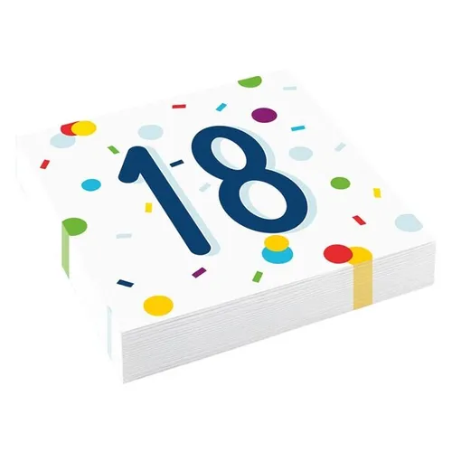 SERVIETTEN CONFETTI -BIRTHDAY 18 -20 STÜCK 33X33 CM