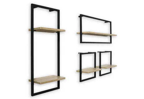 holz4home® Wandregal MDF Sonoma mit Metallrahmen Schwarz - Wandregal im Industrial Flair, ideal für kreative Dekoration. Robuste Kombination aus Sonoma Eiche und schwarzem Metallrahmen, einfach zu montieren und perfekt für jedes Wohnambiente.