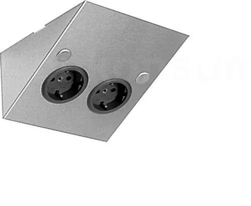 Thebo Keilsteckdose 228896ST2SI Edelstahl 2fach - Steckdosen & Zubehör - Praktische 2-fach Schuko-Steckdose für die Montage unter Hängeschränken, aus robustem gebürstetem Edelstahl mit 2 Meter Zuleitung für mehr Flexibilität in der Küche.