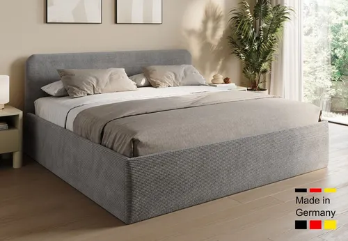 Home Collective Polsterbett 200x200 cm mit Stauraum und verstellbarem Lattenrost - Grau - Modernes Polsterbett mit elegantem Kopfteil, ideal für entspanntes Sitzen. Der integrierte Stauraum bietet praktische Lösungen, während die wählbaren Matratzen für individuellen Schlafkomfort sorgen.
