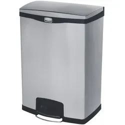 Rubbermaid Commercial Products Slim Jim 1901999 - 90 Litre Edelstahl Abfallbehälter - Haushaltszubehör mit platzsparendem Design und geräuscharmem Deckel für eine ruhige Nutzung. Robustes Tretpedal und stabiler Innenbehälter für lange Lebensdauer.