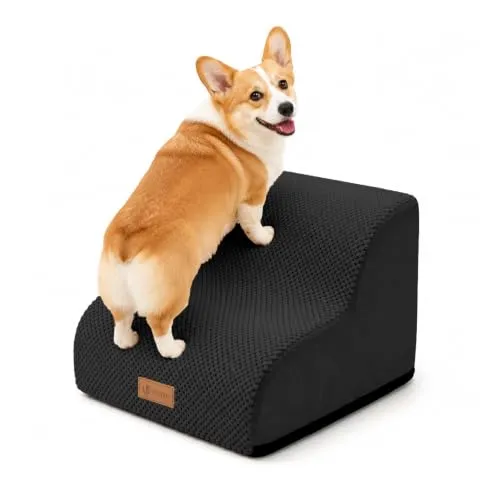 VOUNOT® Hundetreppe 2 Stufen für kleine Hunde & Katzen – Rutschfeste Haustiertreppe mit abnehmbarem Bezug