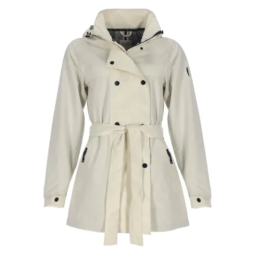 Dry Fashion Damen Trenchcoat Orth - Wasserdichter Funktionsmantel in Cremeweiß - Eleganter Funktionsmantel für Damen mit atmungsaktiven, wind- und wasserdichten Eigenschaften. Perfekt für Stadtspaziergänge und Freizeitaktivitäten, bietet Komfort und Stil in Größe 38.