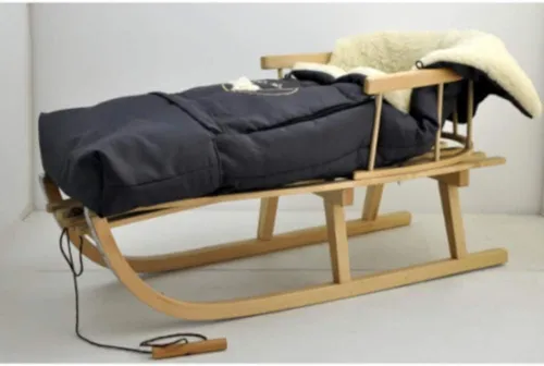 GOLDKIDS Holzschlitten mit Rückenlehne und Fußsack