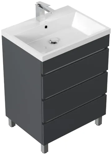 Magnolia Home Stand Badmöbel Via 60 SoftClose - Elegantes Badmöbel mit hochwertigem Keramikwaschbecken und sanfter Soft-Close-Technik. Ideal für kleine bis mittelgroße Bäder – pflegeleicht und platzsparend.