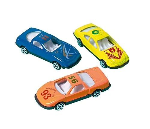 Amscan INT390306 - Spielzeugautos, 12 Stück, Bunt, Plastik, Rennauto, Rallye, Mitgebsel