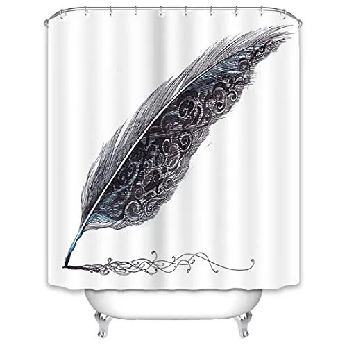X-Labor Frisch Duschvorhang 240x200cm Wasserdicht Stoff Anti-Schimmel inkl. 12 Duschvorhangringe Waschbar Badewannevorhang 240x200cm Feder