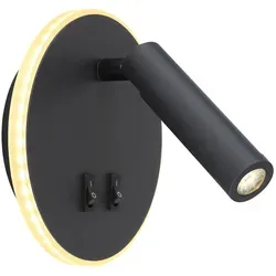 Verstellbare LED Wand Leuchte schwarz graphit - Moderne Wandleuchte aus Metall mit verstellbarem Lesespot, 2 Schaltern und angenehmer 3000K Farbtemperatur - ideal für Wohnzimmer und gemütliche Leseecken.