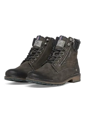 Mustang Herren Stiefel Dunkelgrau EU 42 - Wanderschuhe mit warmem Teddyfleece-Futter und praktischem Reißverschluss für optimalen Komfort bei Outdoor-Aktivitäten.