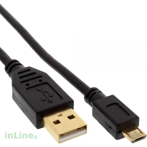 InLine® Micro-USB 2.0 Kabel USB Stecker A an Micro Stecker B schwarz/gold t 0,5m